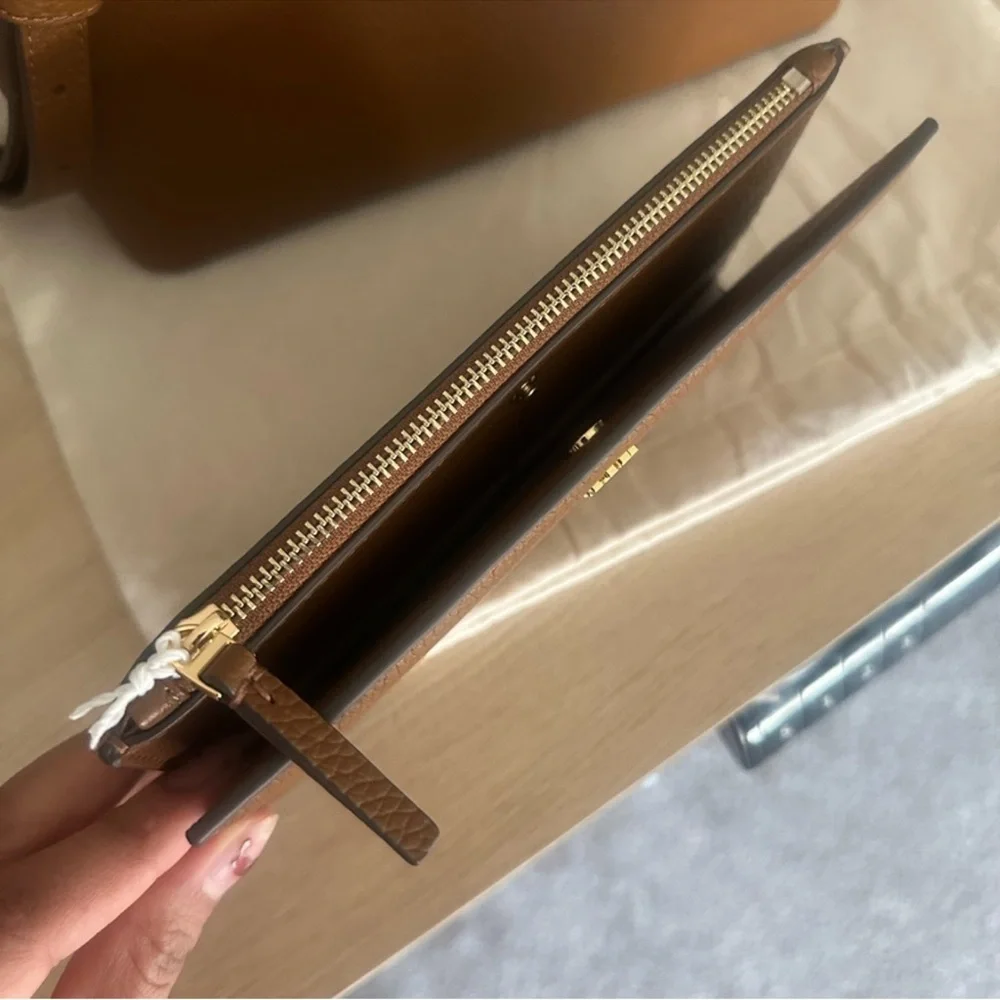 Tory Burch Brown Leather Zip Wallet